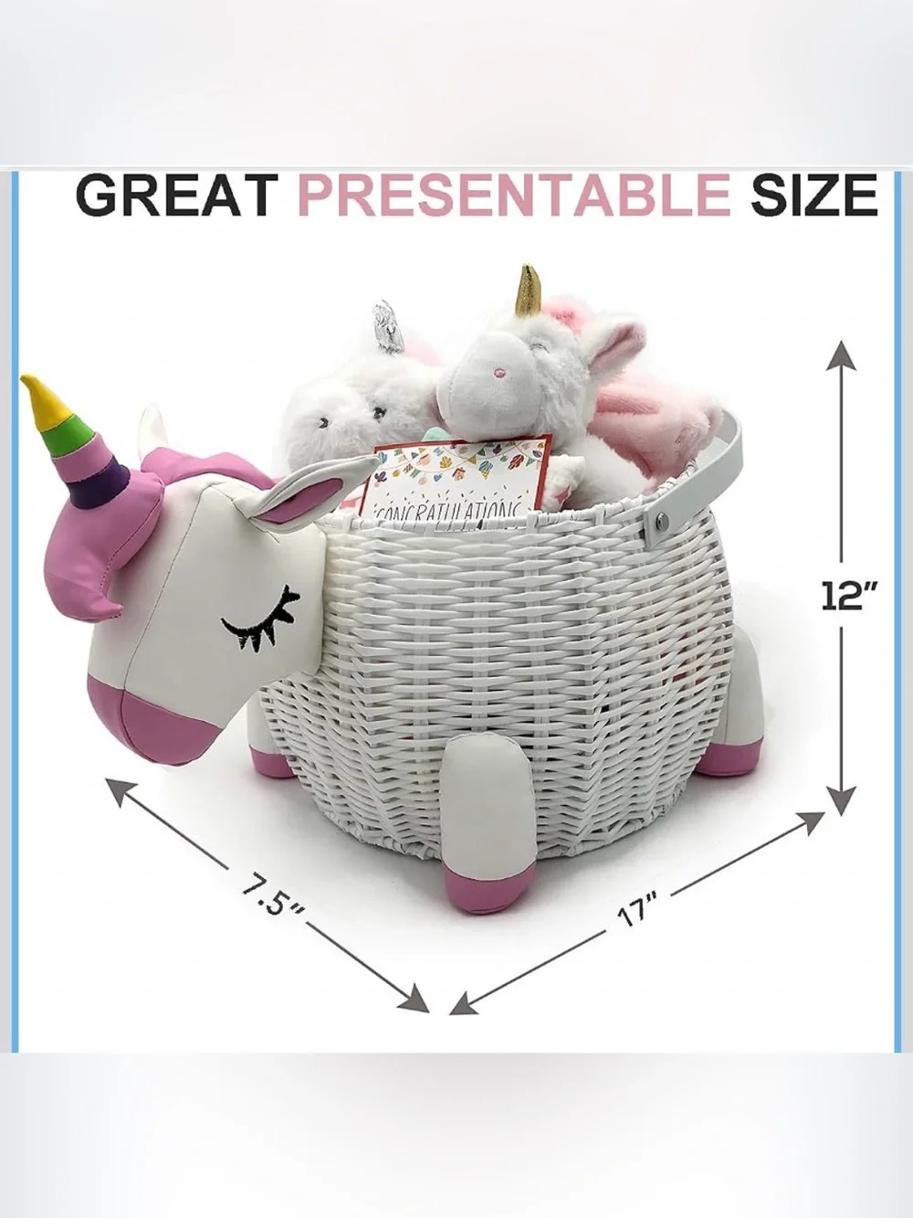 NWOT Beautiful Unicorn Baby Shower Gift Basket ONLY - New Baby Gift Basket,